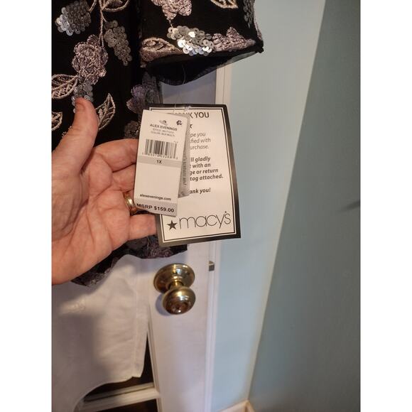 NWT Alex Evenings Womens Metallic Sequin Floral Top 1X Festive Christmas Elegant - Picture 6 of 10